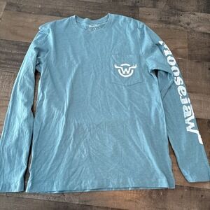 Moosejaw Mens S T-shirt Long Sleeve Pocket Shirt Blue